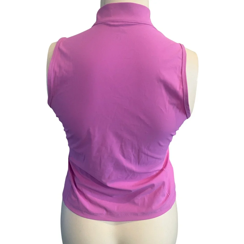 Avia Tricot Tank Fleur Pink Quarter Zip Mock Neck Sleeveless Top Large 12-14 NEW - Picture 3 of 9